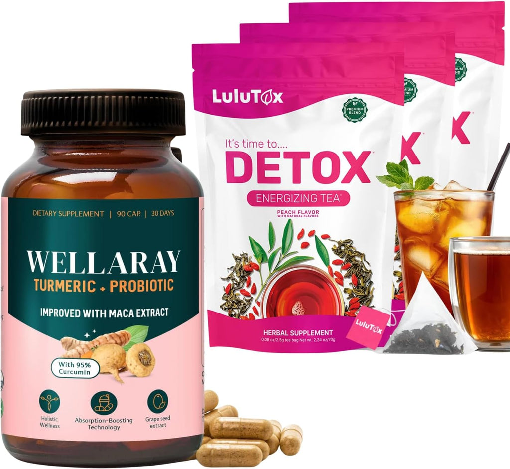 Menopause Daily Support (90 Capsules) + Lulutox Peach Herbal Tea 3-Pack (84 Servings) | Women’s Wellness Bundle for Daily Routine - PrimeBioHealth - canada supplements