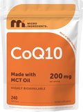 Micro Ingredients CoQ10 200mg Per Serving, 240 Softgels | Made with Coconut MCT Oil | Coenzyme Q10 (Ubiquinone) | Non-GMO - PrimeBioHealth - canada supplements