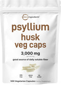 Micro Ingredients Psyllium Husk Capsules 3000mg Per Serving, 500 Veg Caps | Soluble Prebiotic Fiber Supplement for Women & Men | Daily Psyllium Husk Fiber Pills | 83 Servings | Non-GMO, Gluten Free - PrimeBioHealth - canada supplements