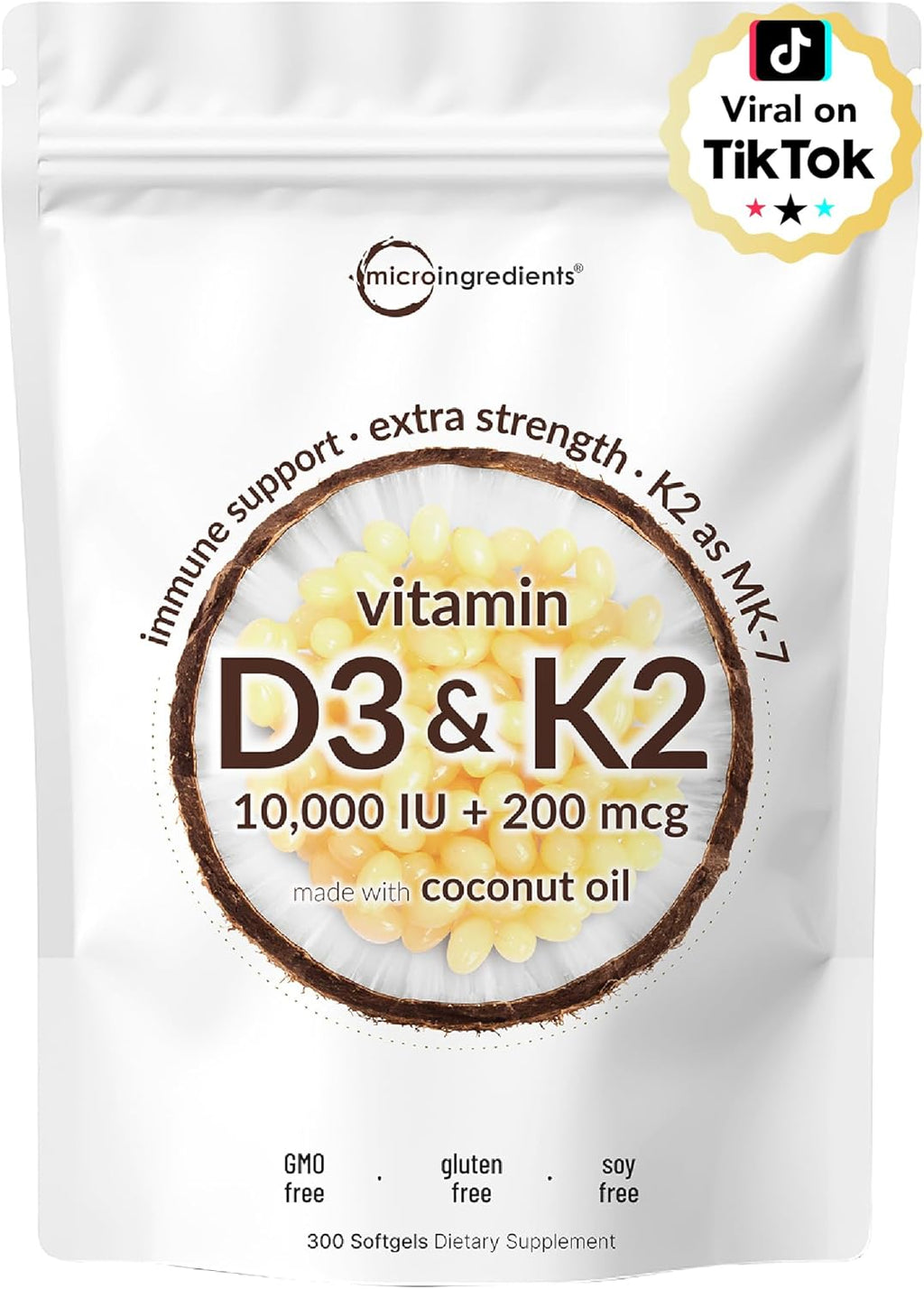 Micro Ingredients Vitamin D3 10,000iu + K2 200mcg Softgels & Pure Triple Magnesium Complex 400mg Capsules | 2 Pack Bundle | Essential D & K Sunshine Vitamins | Glycinate, Malate, & Taurate Forms - PrimeBioHealth - canada supplements