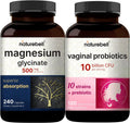 NatureBell Magnesium Glycinate Capsules 500mg & Vaginal Probiotics for Women in Veggie Capsules | Bundle Pack | Chelated & Purified Mineral | 10 Strains & 10 Billion CFU - PrimeBioHealth - canada supplements