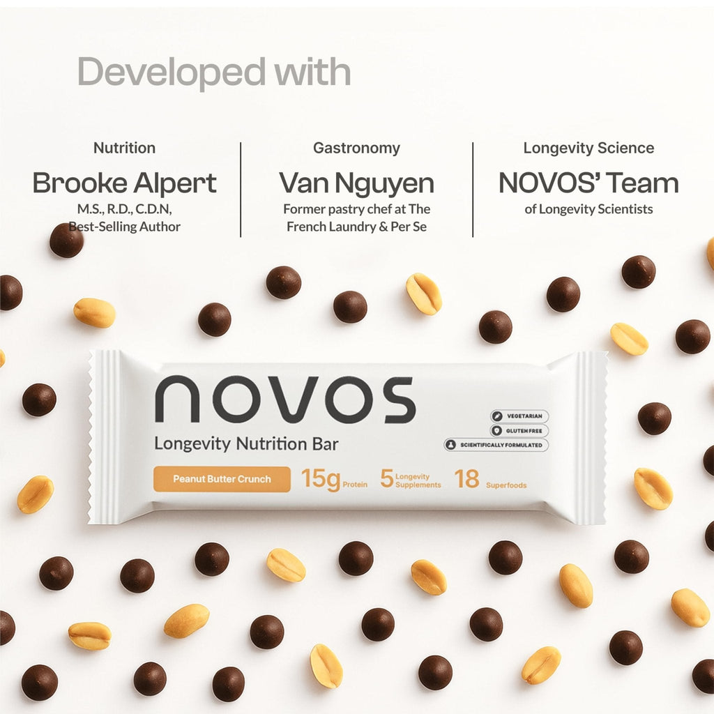 Novos Longevity Protein Bar | 15g Protein, 20 Superfoods, 5 Longevity Ingredients for Men & Women | Supports Skin, Mind & Mood | Mixed Berry Crunch (12-Pack) - PrimeBioHealth - canada supplements