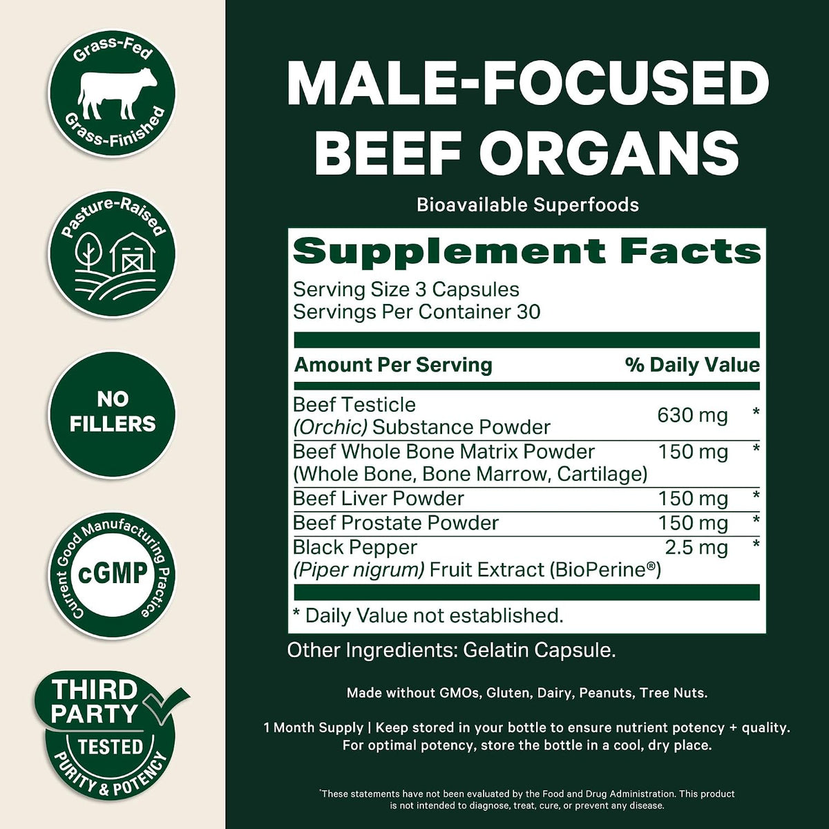 Pink Stork Men's Beef Organ Complex, Bioavailable Superfoods, 30 Servings | Grass-Fed, Grass-Finished Beef Liver, Testicle, Prostate + Bone Marrow | Supports Energy, Vitality + Men's Health - PrimeBioHealth - canada supplements