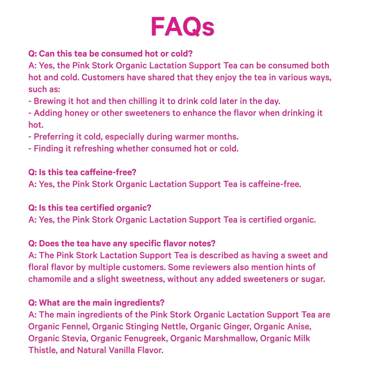 Pink Stork Organic Lactation Tea – Fenugreek, Fennel, Milk Thistle + More – Support for Breastfeeding, Pumping, Hydration, Milk Flow – Smooth Vanilla – 15 Sachets, Caffeine-Free - PrimeBioHealth - canada supplements