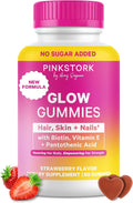Pink Stork Total Glow Gummies for Women – Hair, Skin & Nails Vitamin with Biotin, Vitamin A, B6, B12, Folate, Zinc & More – Support for Radiant Skin, Strong Nails, and Healthy Hair – 60 Berry Gummies | Hair, Skin & Nails Vitamin with Biotin, Vitamin A, B6 - PrimeBioHealth - canada supplements