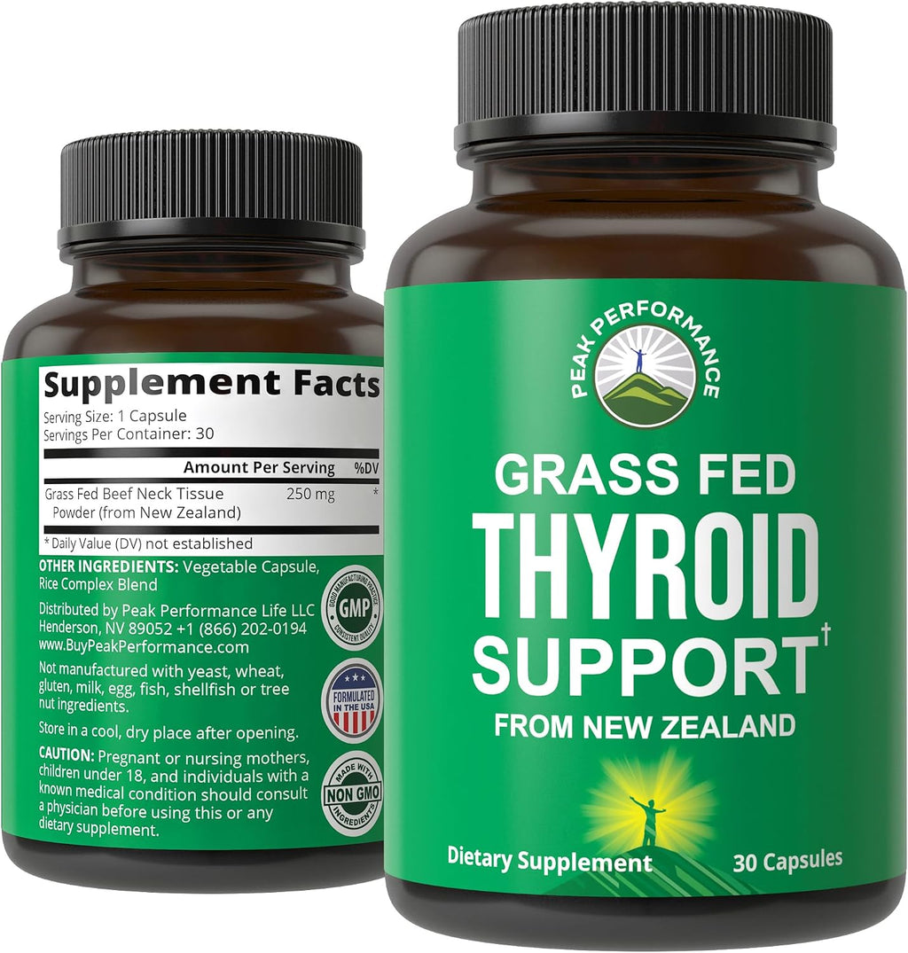 Raw Desiccated Thyroid Supplement. Grass Fed New Zealand Beef Neck & Thyroid Gland Capsules for Women and Men. Ancestral Living Ethically Sourced Bovine Supplements for Energy and Metabolism Support - PrimeBioHealth - canada supplements