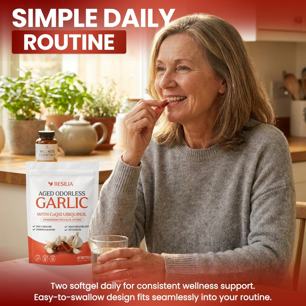 Resilia Garlic Extract 600mg Softgels (60ct) – Odorless Aged Garlic with CoQ10 Ubiquinol & Vitamin K2 as MK-7 – 20-Month Matured, Standardized for S-Allyl Cysteine - Heart & Immune Support - PrimeBioHealth - canada supplements