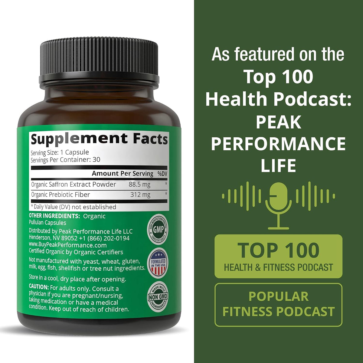 Saffron Supplements - USDA Organic Saffron Extract Capsules for Women, Men, and Kids. with Organic Prebiotic Fiber Instead of Filler. Pure and Natural for Mood, Brain, Focus, Cravings, PMS - PrimeBioHealth - canada supplements