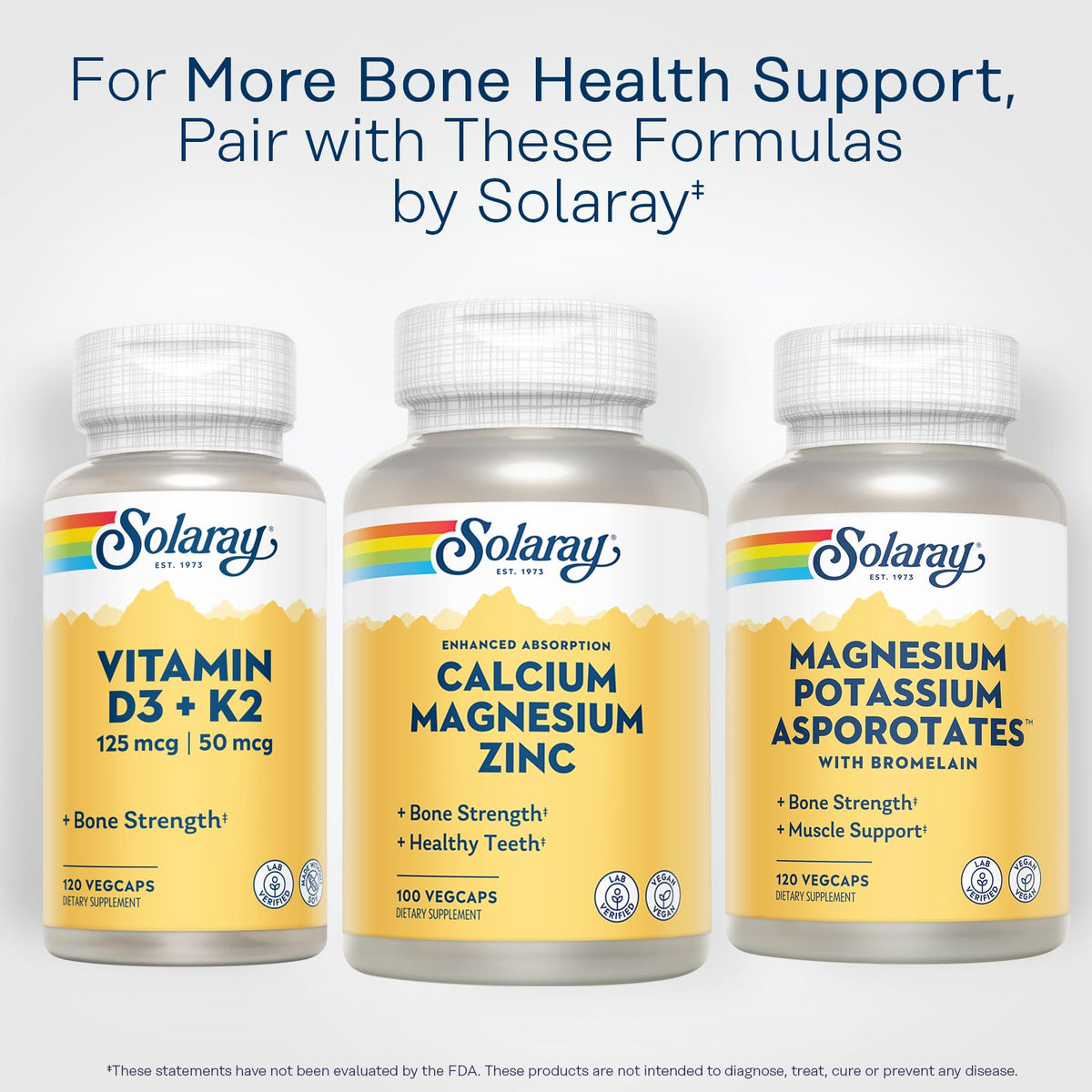 SOLARAY Calcium Magnesium Zinc Supplement - with Calcium 1000mg, Magnesium 500mg - Bone Health, Muscle Function, Heart Health and Immune Support - Vegan, 60 Day Guarantee, 68 Servings, 275 VegCaps - PrimeBioHealth - canada supplements