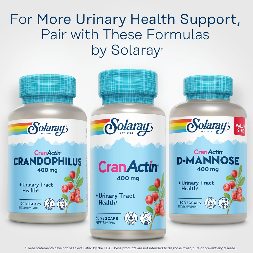 SOLARAY CranActin Cranberry Extract 400 mg - Cranberry Supplements for Women and Men - Bladder and Urinary Tract Health Support with Vitamin C - Vegan, 60-Day Guarantee, 120 Servings, 120 VegCaps - PrimeBioHealth - canada supplements