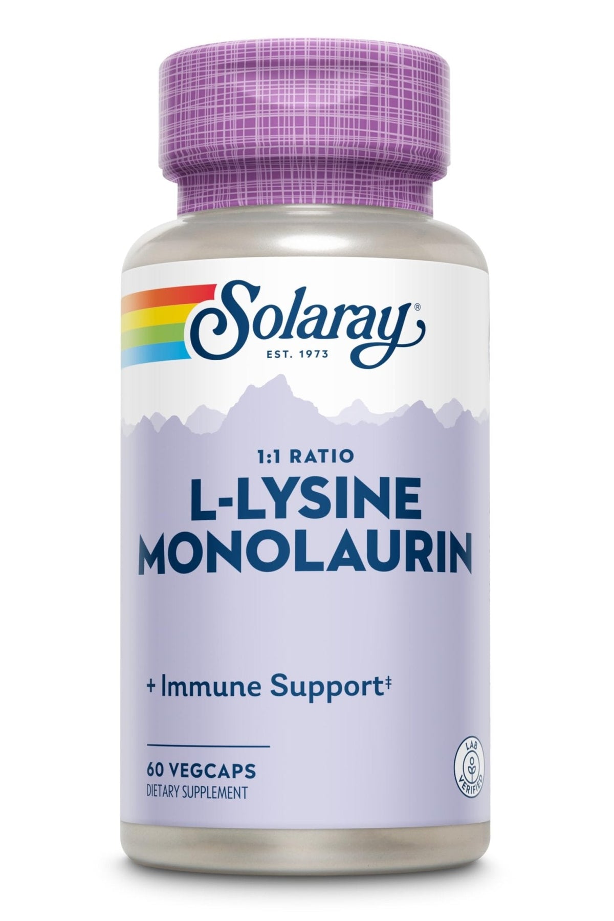 SOLARAY L-Lysine Monolaurin Immune Support Supplement, 1:1 Ratio for Immune System Function, 500 mg Each, 30 Servings, 60 VegCaps - PrimeBioHealth - canada supplements