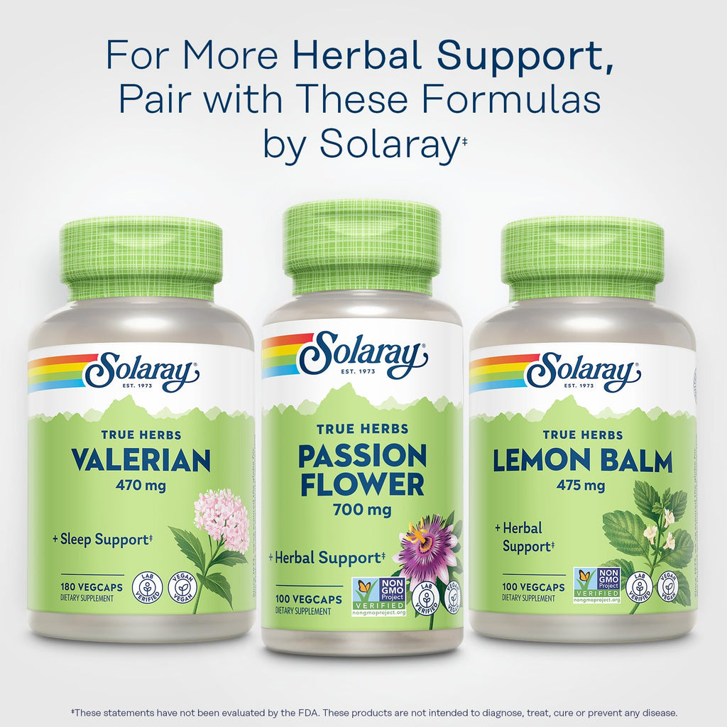 SOLARAY Passion Flower 700 mg Whole Aerial - Soothing Herbal Support - Passion Flower Capsules - Vegan, Non-GMO, 60-Day Guarantee, Lab Verified - 50 Servings, 100 VegCaps - PrimeBioHealth - canada supplements