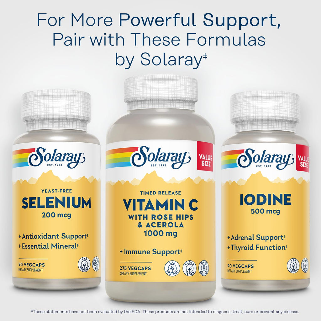 Solaray Yeast Free Selenium 200mcg, Selenium Capsules for Healthy Thyroid Function & Immune Support, High Absorption Supplement, Vegan, 90 Servings, 90 VegCaps - PrimeBioHealth - canada supplements
