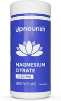 UpNourish Pure Magnesium Citrate (Citrato de Magnesio) 1120mg, 240 Capsules - High Absorption Magnesium Supplement for Women & Men - Natural Calm Magnesium for Constipation, Relax, Cramp Defense - PrimeBioHealth - canada supplements