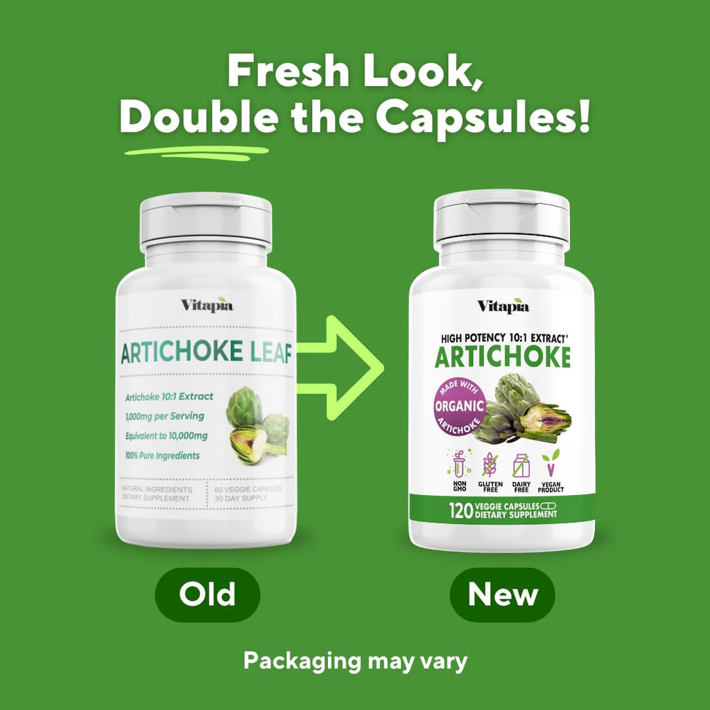 Vitapia Organic Artichoke Extract Supplement - Liver Cleanse Detox & Repair, Liver Health, Digestion, Antioxidant Support - 120 Vegan Capsules, Non GMO, Gluten Free - PrimeBioHealth - canada supplements
