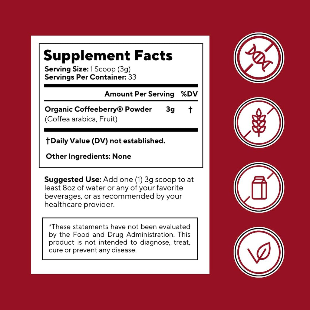 Vitapia Vitacoffee Caffeine Coffee Fruit Powder for Energy, Memory, Focus, Antioxidant, Metabolism, Skin Health Support - 100g & 33 Day Supply - Non-GMO, Gluten-Free, Vegan Supplement - PrimeBioHealth - canada supplements