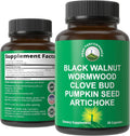 Wormwood Black Walnut Clove Cleanse for Humans. Elimination Detox + Intestinal Support Capsules Supplement for Adults and Kids. Pills with Artichoke and Pumpkin Seed for Additional Benefits - PrimeBioHealth - canada supplements